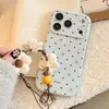 Funda para Teléfono Móvil Apple 17Promax Flor de Rosa de Lunares Iphone16 Anti-Caída 13 Cadena Colgante Retro 18 Suave 15