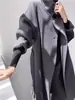 Nuevo Abrigo de Lana Doble Cara para Mujer Otoño/Invierno 2026, Estilo Largo con Cuello Alto Inclinado, Engrosado y Cálido, Abrigo de Cachemir de Alta Gama con Cinturón