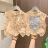Camiseta sin mangas teñida anudada 100% algodón para niños y niñas 2026 Verano Chaleco Fresco y Elegante para Niños Mayores, Top Versátil a la Moda