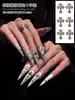 Joyería para Uñas con Encaje Popular Transfronterizo Cruz de Encaje Estilo Oscuro Corazón de Cuervo Cruz de Diamante Tridimensional Decoración para Uñas