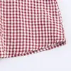 Atacado Verão 2025 Novo Estilo Europeu e Americano Feminino Camisa Decorativa em Camadas de Xadrez Pequeno 11807
