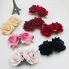 Combinação de Garfo para Cabelo de Veludo Duplo Rosa Combinação de Cabelo Estilo Antigo Tendência Nacional Acessórios de Cabelo de Fada Pente de Cabelo Rosa Vermelho