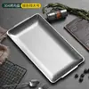 Plato Rectangular de Acero Inoxidable Coreano Dorado Plano Plato para Snacks Plato para Postres Plato para Barbacoa 304 Plato para Platos Plato para Barbacoa