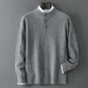 Suéter de Lana Pura Nuevo Otoño/Invierno Baicai Rong para Hombre, Cuello Redondo, Tejido de Punto Trenzado, Capa Base Simple Casual de Negocios