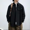 Camisa Tooling Cor Sólida Retro Estilo Japonês Masculina Nova Primavera e Outono Manga Longa Básica Solta Camisa Casual de Algodão Jaqueta