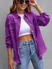 Chaqueta de Mezclilla Nueva Europea y Americana Transfronteriza para Mujer Color Sólido Chaqueta Holgada Camisa de Mezclilla Larga de Manga Larga para Mujer