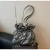 Bolsa de Cubo Nueva Plisada Transfronteriza 2025 Acolchada Coreana con Cordón Moda para Mujer Versátil Bolso de Hombro Cruzado