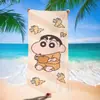 Toalha de banho de secagem rápida infantil de grandes dimensões Giz de cera Pequena nova toalha de praia Microfibra Velo de dupla face Toalha de praia com impressão digital