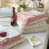 Novo Conjunto de Colcha de Gaze Franzida com Renda Colorida de Verão Quatro Peças, Colcha Popular para Refrescar no Verão, Colcha de Ar Condicionado, Atacado, Compra em Grupo, Dropshipping