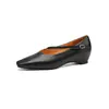 Zapatos de trabajo de cuero antideslizantes con aumento de altura interno invisible, con correa diagonal, otoño 2026, tacón medio, puntera cuadrada, hebilla de cuero genuino, zapatos de vestir para mujer