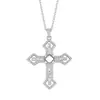 Collar de plata de ley s925 con soporte para colgante de cruz biselada cuadrada de 5 mm para incrustar piedra natural, cristal, accesorios DIY