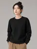 Sudaderas de mezcla de lana y seda para otoño e invierno, estilo unisex, con tejido gofrado, cuello redondo, diseño simple, color liso versátil y mangas largas para uso casual