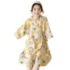 Bata de Verano para Mujer Estilo Ins Transfronterizo con Tirantes, Bata de Baño Fina Sexy Larga Estilo Japonés Dulce, Ropa de Casa de Manga Corta