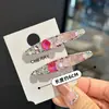 Pasador Pinza de una palabra Pinza para el cabello con diamante de colores Estilo simple Pinza para flequillo Pinza lateral Pinza de pico de pato femenina Estilo Bosque de Niña Corea