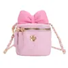 Bolsa Infantil 2024 Novo Estilo Estilo Pequeno Fragrante Fio Bordado Mini Bolsa Balde Bolsa Transversal de Corrente com Laço Fofo Porta Batom