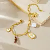 Moda Transfronteriza Elegante Versátil Geométrico Perla Ojo de Tigre Piedra Colgante Flor Corazón Acero Inoxidable Conjunto de Accesorios para Mujer