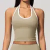 Nuevo Estilo Chaleco de Yoga con Cuello Halter y Ribete de Color Contrastante, Top de Yoga Ajustado, Sujetador Deportivo para Fitness al Aire Libre 4506