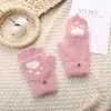 Guantes de punto de lana sintética de visón para invierno, medio dedo abatible, lindos guantes de garra de gato, forro polar, gruesos, a prueba de frío, cálidos