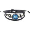 Pulseira de doze constelações joias liga de vidro quente europeia e americana entre fronteiras multicamadas tecida couro luminoso azul céu estrelado