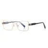 Gafas Originales Anti-Luz Azul 3160 Varilla Dorada Estilo Tirachinas Marco Cuadrado Pequeño Estilo Old Money Europeo y Americano Ropa de Trabajo para Adultos Gafas Planas Versátiles