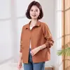 Nueva camisa de manga larga de algodón puro para primavera y otoño 2026, blusa bordada casual para mujer, top holgado y elegante para madres de mediana edad