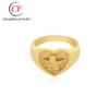 Anillo de Patrón de Ángel de Celebridad de Internet INS Europeo y Americano Acero Inoxidable Metal Chapado en Oro de 18K Anillo de Elemento Hip-hop