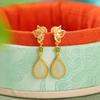Yuebao Jewelry S925 Prata Esterlina Banhado A Ouro Hetian Jasper Retro Brincos De Borboleta Estilo Nacional Brincos De Prata Ocos