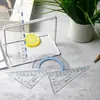 Atacado Conjunto de Régua para Estudante 15cm Desenho Conjunto de Quatro Peças Régua Transparente Régua Triângulo Fácil de Ler Régua Reta Conjunto de Transferidor