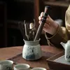 Cinza de planta pintada à mão seis peças cerimônia do chá seis peças ferramenta de chá peças de reposição colher de chá clipe de chá refresco de chá estilo chinês