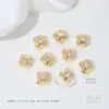 Contas Espaçadoras de Trevo de Quatro Folhas Rombus de Zircônia Colorida Banhadas a Ouro 14K que Preservam a Cor com Furo para Montagem de Pulseira Colar DIY