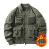 Chaqueta bomber para hombre, estilo béisbol retro americano, chaqueta de trabajo multibolsillos, chaqueta funcional, chaqueta de carga superior de tres pruebas