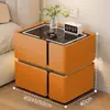 Mesita de noche Inteligente Simple Moderna Multifuncional con Carga Inalámbrica Altavoz Luz Lujo Dormitorio Uso en Casa Gabinete de Noche de Madera Maciza