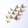 Pegatinas de pared de mariposa huecas con textura de metal 3D, decoración del hogar, diseño de festival, fiesta, combinación de mariposas, venta al por mayor