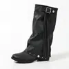 Botas de Cuero Retro con Tachuelas Puntiagudas 2026 Nuevo Estilo Primavera/Verano Borla Picante Tacón Grueso Negro Hebilla Metálica Botas Holgadas para Mujer