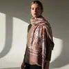 Otoño e Invierno 2025 Nuevo Bufanda de Moda Europea y Americana Tejida para Mujer Estampado de Jungla Terciopelo de Leche Bufanda Chal para Mujer Venta al por Mayor