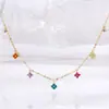 Pulseira de Prata Esterlina S925 Trevo de Quatro Folhas Colorido para Mulheres, Moda Versátil Ins Luxo Leve Joias de Alta Qualidade Mais Vendidas Atacado para Mulheres