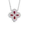 Collar Hw Trébol de Cuatro Hojas Chapado en Oro Blanco de 18 Quilates Collar con Bucle de Diamante Trébol de Cuatro Hojas Gota de Agua en Cadena para Clavícula de Mujer Nicho