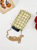 Bolsa transversal de metal dourado com disco embellished estilo europeu e americano para mulheres, bolsa de celular vintage francesa com contas feitas à mão para noite