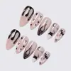 Halloween Estilo Francês Formato Amêndoa Gato Fantasma Fofo Assustador Unhas Postiças Falsas Destacáveis pressonnails