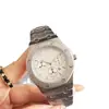 Lujoso Reloj Plateado para Hombre, Cronógrafo con Esfera Verde, Reloj de Cuarzo con Correa de Acero, Accesorio de Moda para Hombre Commuter de Negocios