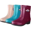 Botas de chuva de algodão forradas com fleece antiderrapante da moda, sapatos de borracha impermeáveis, botas de água slip-on para mulheres, sapatos quentes de inverno para cozinha para adultos