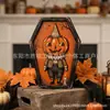 Decoraciones de bandeja de madera de mesa de Halloween estilo retro americano con fantasmas, gatos negros, calabazas y búhos para exhibiciones en el hogar y en ventanas