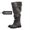 Botas Chuyuji de diseño de nicho estilo coreano para pantorrilla ancha, modelo nuevo primavera-verano 2026, punta redonda, caña alta, efecto adelgazante