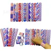 Dia da Independência Americana Pulseiras de Encaixe Transfronteiriças EUA Decorações de Festa Pulseiras de Encaixe com Bandeira Estrelada e Listrada Tendência
