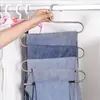Cabide para Calças S-shaped Antiderrapante de Aço Inoxidável Espessado Cabide Mágico de 2 Caracteres para Calças Secagem em Múltiplas Camadas Cabide de Armazenamento de Cinco Camadas