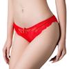 Bragas Sexys de Encaje con Cortes Bajos para Mujer, Braguitas con Volantes y Lazo, Exportación Transfronteriza, Stock a Largo Plazo