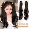 Coleta Postiza para Mujer, Pinza de Garra Pequeña Estilo Conejo de Orejas Caídas, Doble Coleta, Estilo Grupo de Chicas, Cabello Largo Natural Esponjoso, Coleta Trenzada Ligeramente Rizada