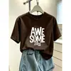 Camiseta de manga corta 100% algodón para mujer, estilo coreano, moderna y versátil, top verde aguacate, ropa de mujer verano 2026