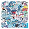 50 Adesivos de Tubarão Fofo de Desenho Animado Personalizados Decorativos para Bagagem Caderno À Prova D'água Removíveis Não Repetitivos