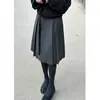 Nueva Colección Otoño-Invierno 2026 Falda de Lana de Alta Gama para Mujer, Elegante, Adelgazante, a la Moda y Versátil, Gris, de Longitud Media, Corte A